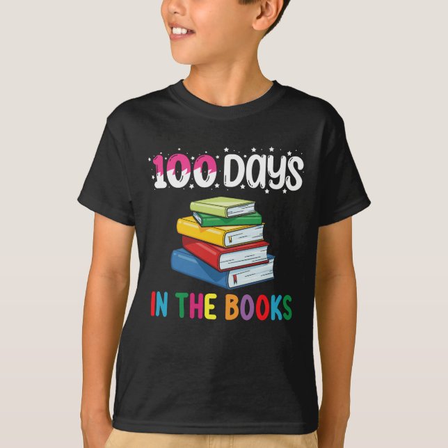 Camiseta 100 Días En La Escuela De Libros Leyendo Bibliotec (Anverso)