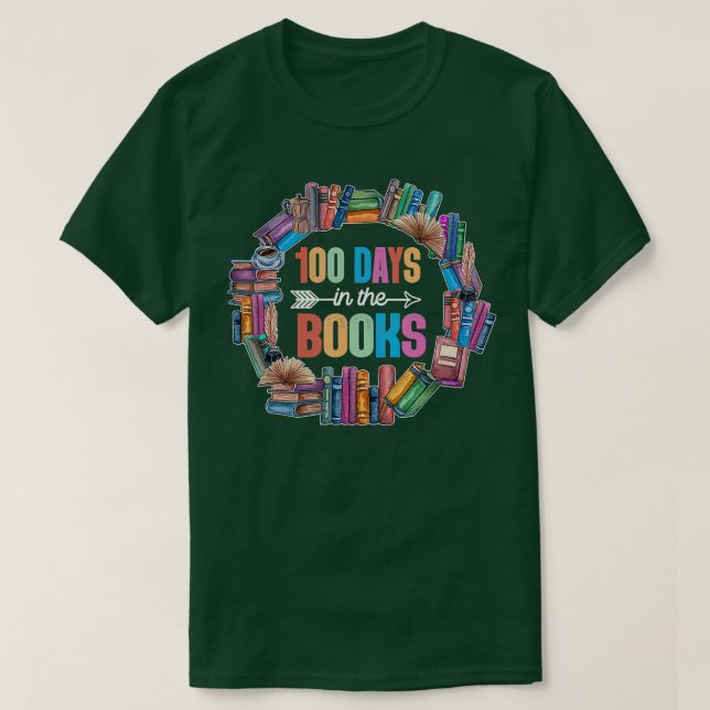 Camiseta 100 días en los libros libro de profesores de lect (Diseño del anverso)