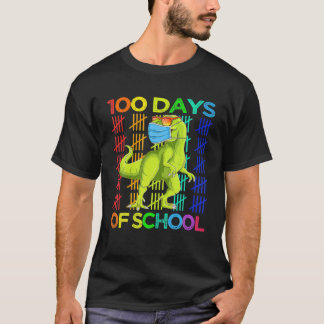 Camiseta 100 Días Escolares De Dinosaurio Rex Con Máscara I