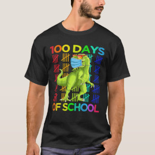 Camiseta 100 Días Escolares De Dinosaurio Rex Con Máscara I