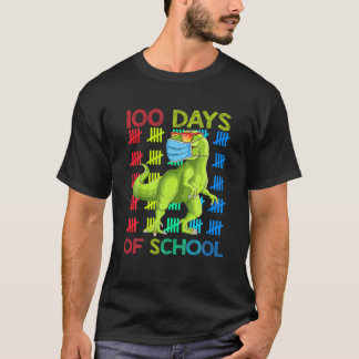 Camiseta 100 Días Escolares De Dinosaurio Rex Con Máscara I