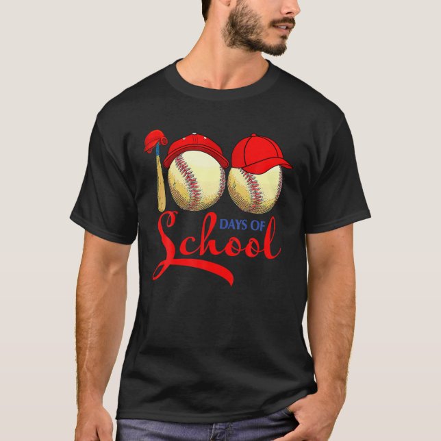Camiseta 100 Días Escolares De Maestros De Béisbol Niños 10 (Anverso)