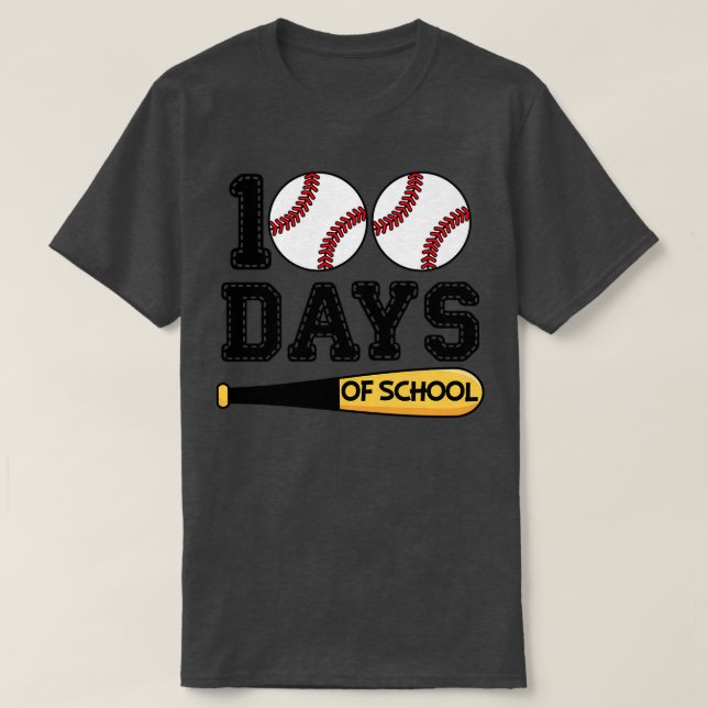 Camiseta 100 Días Escolares De Maestros De Béisbol O Estudi (Diseño del anverso)