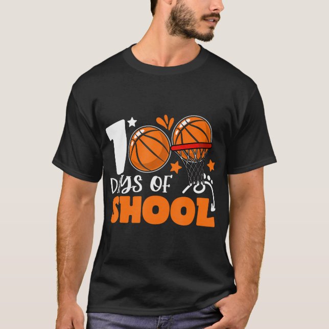 Camiseta 100 Días Escolares De Niños De Baloncesto 100 Días (Anverso)