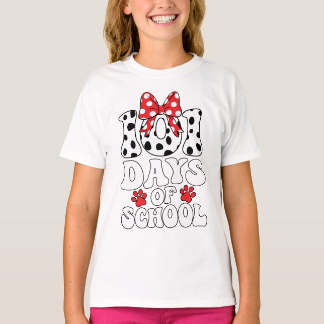 Camiseta 100 Días Escolares De Perro Dalmático 100 Días Más (Anverso)