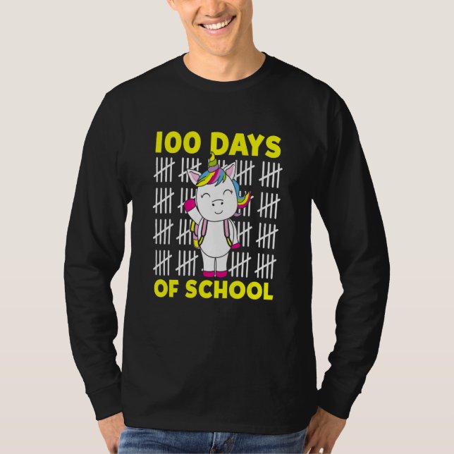 Camiseta 100 Días Escolares De Unicornio Con Mochila Scho (Anverso)