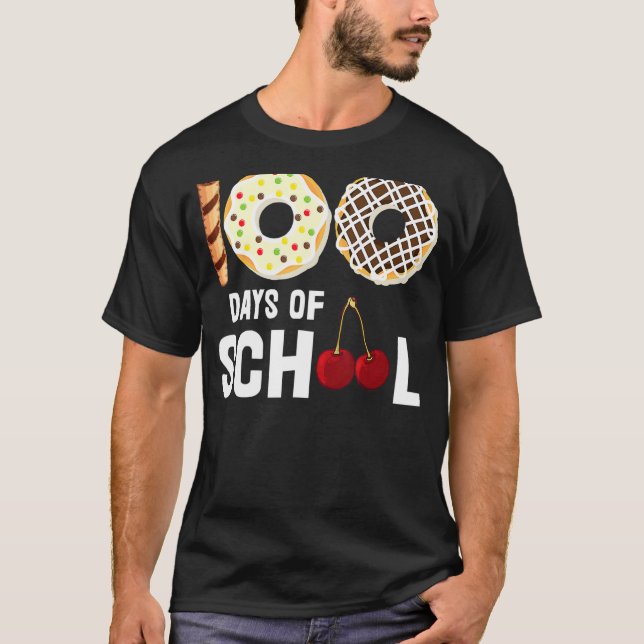 Camiseta 100 Días Escolares Donut Cherry Teacher Student 10 (Anverso)
