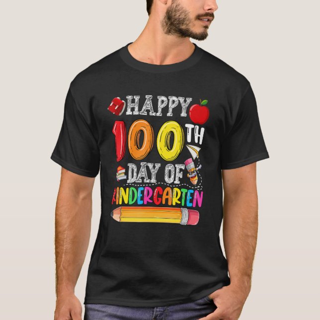 Camiseta 100 Días Escolares Felices 100 Días De Jardín De N (Anverso)