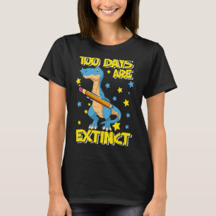 Camiseta 100 Días Extintos 100 Días de Dinosaurio Escolar p