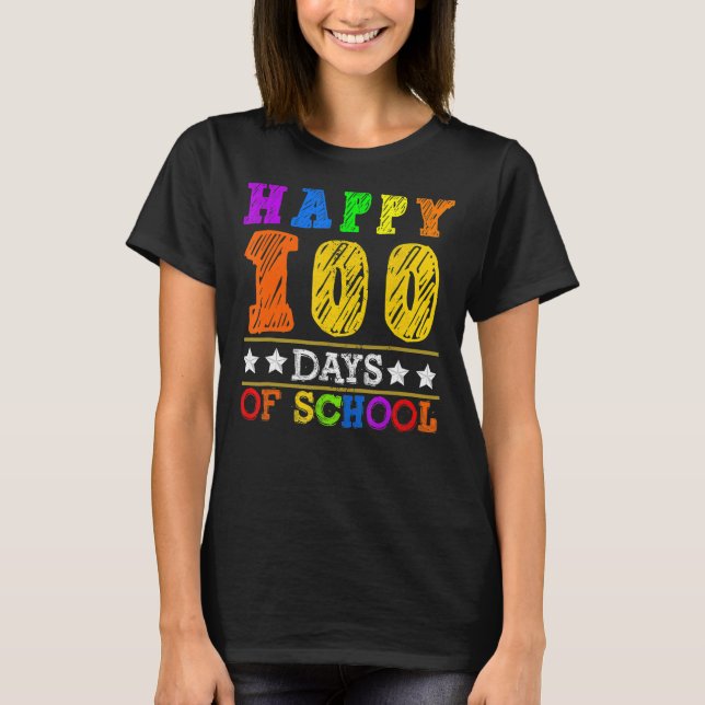 Camiseta 100 Días Felices De Enseñanza Escolar Arcoiris 1 (Anverso)