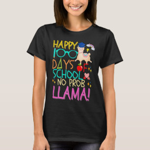 Camiseta 100 días felices de escuela sin prob llamas niños