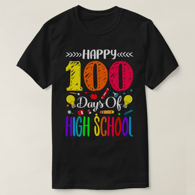 Camiseta 100 Días Felices De Lápiz De Apple En La Escuela S (Diseño del anverso)