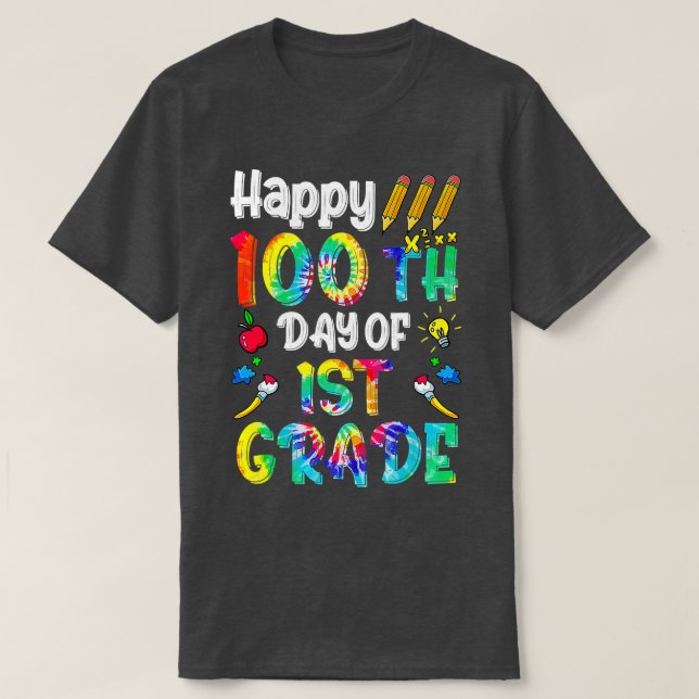 Camiseta 100 días felices del 1° grado 100° día de clases (Diseño del anverso)