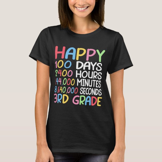 Camiseta 100 Días Felices Del Estudiante De Math De 3er Gra (Anverso)