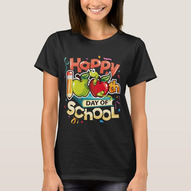 Camiseta 100 días feliz día de los profesores escolares (Anverso)