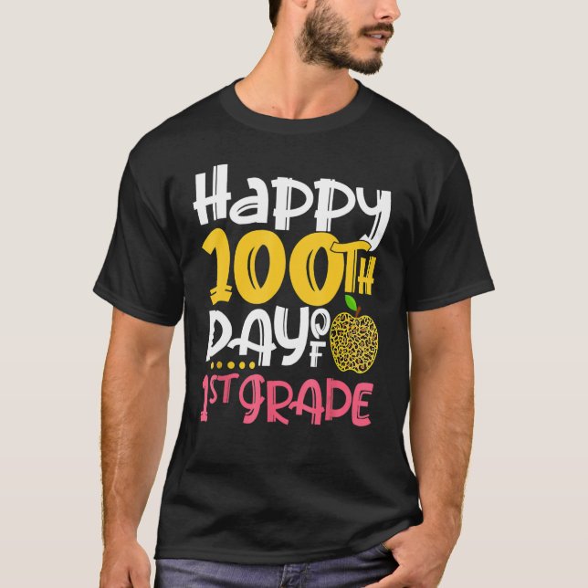 Camiseta 100 días feliz día del maestro Chica de primer gra (Anverso)