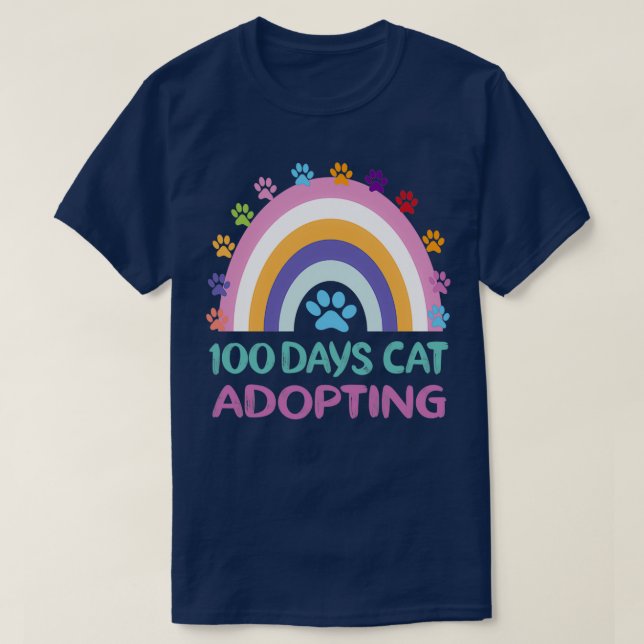 Camiseta 100 días gato adoptando el fresco (Diseño del anverso)