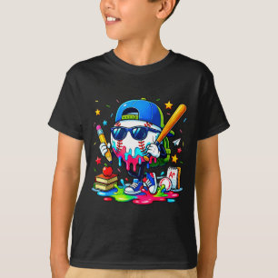 Camiseta 100 días goteantes de la escuela de béisbol helado