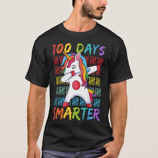 Camiseta 100 días hábiles de escuela Dabbing Unicorn 100 dí (Anverso)