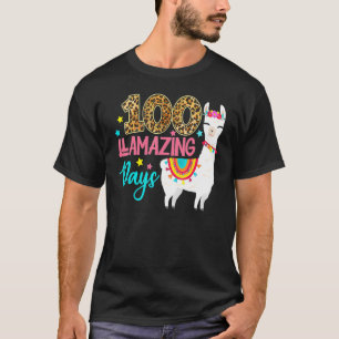 Camiseta 100 días llamativos llama 100º día de escuela ense