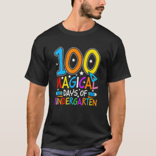 Camiseta 100 Días Mágicos De Kindergarten  Maestro Estudian