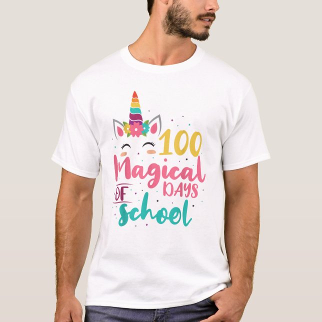 Camiseta 100 días mágicos de profesor de regalo de unicorni (Anverso)