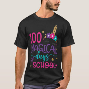 Camiseta 100 días mágicos de unicornio escolar enfrentan 10