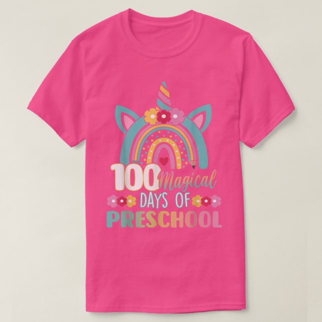 Camiseta 100 días mágicos del arcoiris preescolar 100 días (Diseño del anverso)