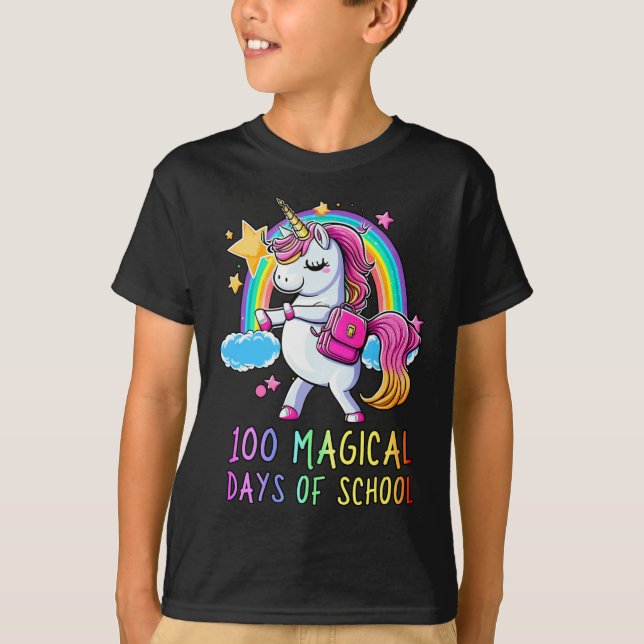 Camiseta 100 días mágicos lluvias en Unicornio (Anverso)