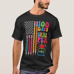 Camiseta 100 Días Más Agudo Bandera Maestro Feliz 100º Día 
