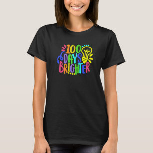 Camiseta 100 Días Más Brillante Feliz 100º Día De Escuela M