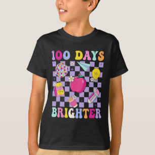 Camiseta 100 días más brillante Retro Disco 100 días de esc