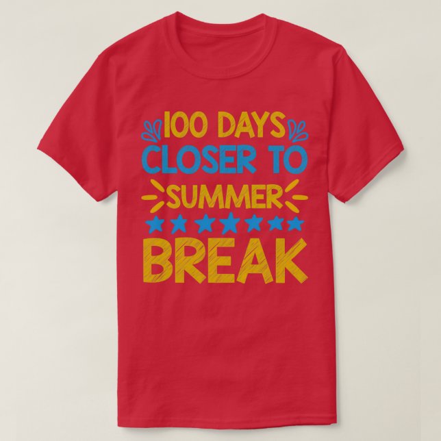 Camiseta 100 días más cerca de las vacaciones de verano (Diseño del anverso)
