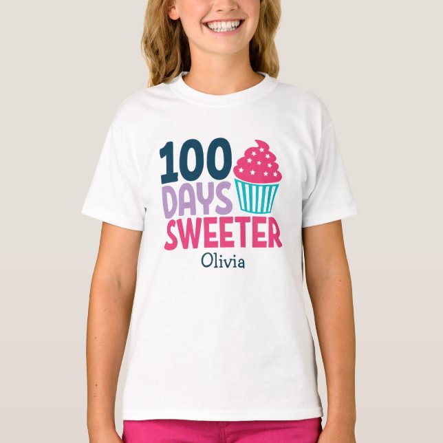 Camiseta 100 días más dulce| Torta personalizada (Anverso)