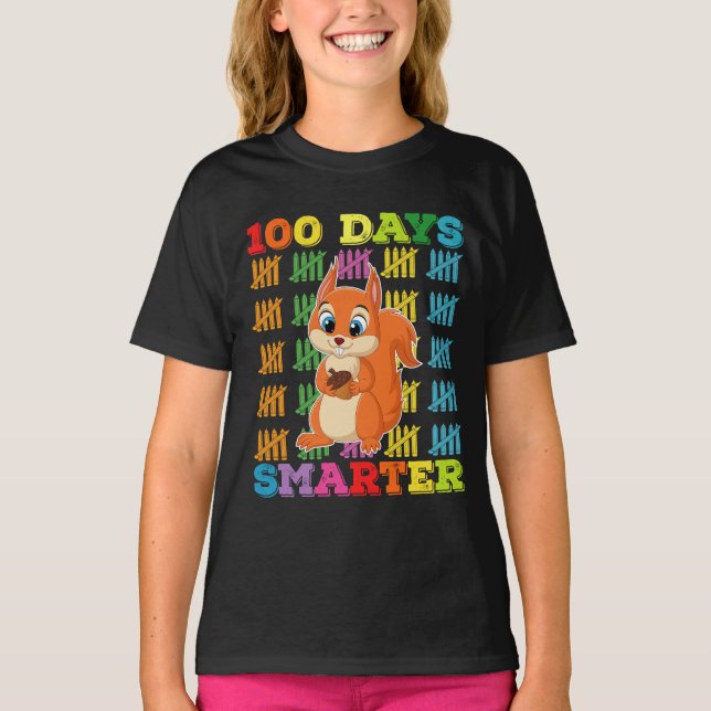 Camiseta 100 días más inteligente ardilla 100 días de escue (Anverso)