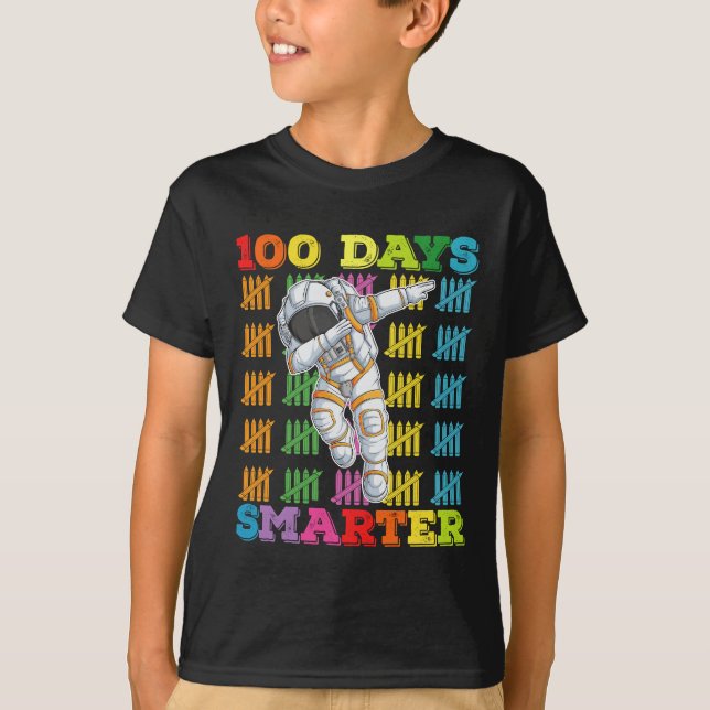 Camiseta 100 días más inteligente astronauta 100 días de cl (Anverso)