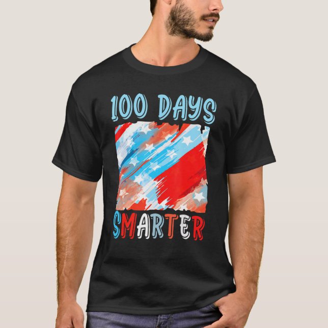 Camiseta 100 días más inteligente bandera estadounidense fe (Anverso)
