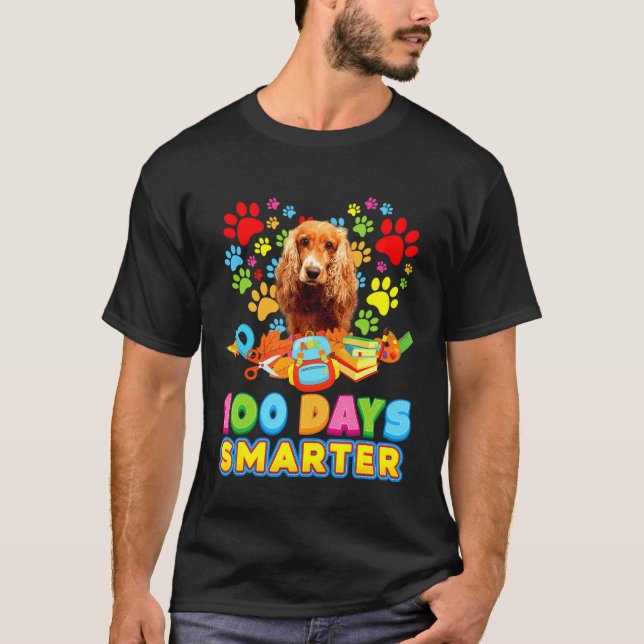 Camiseta 100 Días Más Inteligente Cocker Inglés Paw Perro E (Anverso)