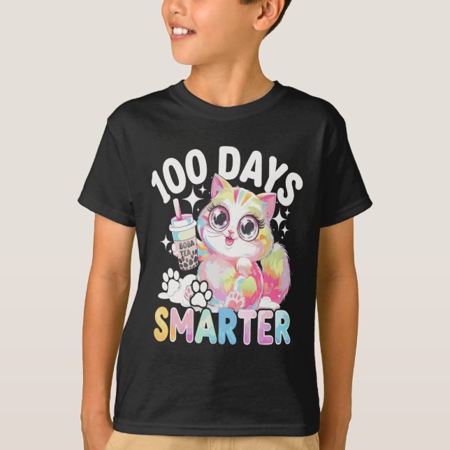 Camiseta 100 días más inteligente disfraz de gato Kawaii 10 (Anverso)