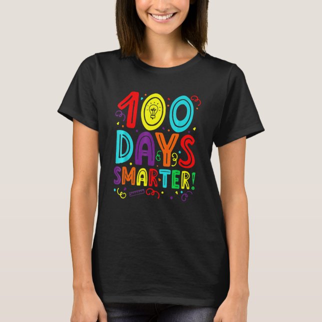 Camiseta 100 Días Más Inteligente Maestro Estudiante Feliz  (Anverso)