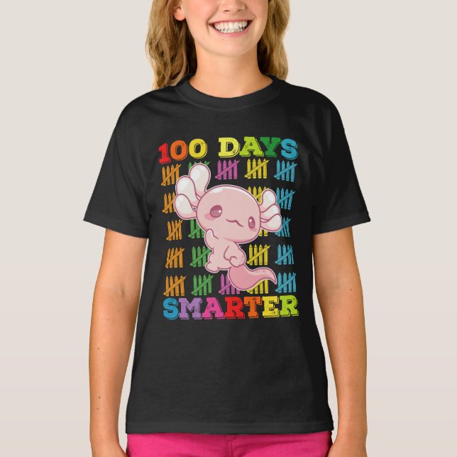 Camiseta 100 días más inteligentes Axolotl 100 días de clas (Anverso)
