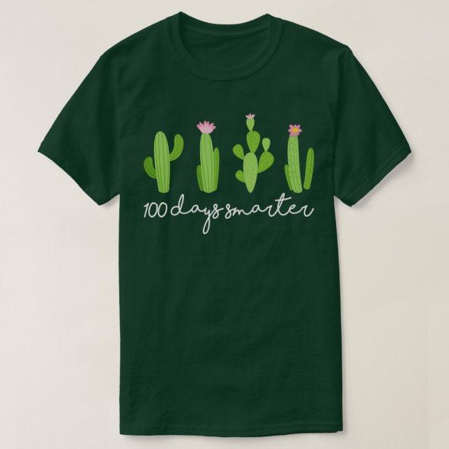 Camiseta 100 Días Más Inteligentes Cactus 100 Días De Escue (Diseño del anverso)