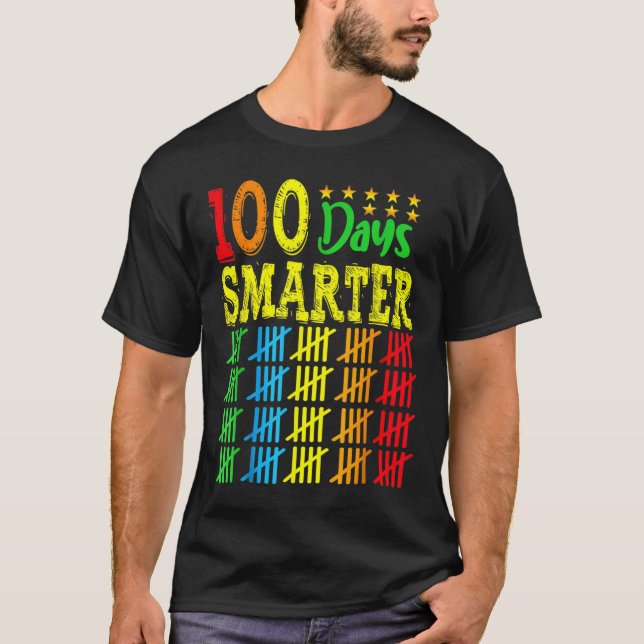 Camiseta 100 Días Más Inteligentes Contando Hash Marks Días (Anverso)