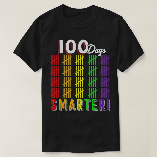 Camiseta 100 días más inteligentes de recuento de Hash marc (Diseño del anverso)