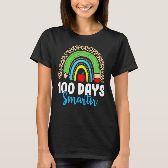 Camiseta 100 días más inteligentes del arco iris feliz 100  (Anverso)