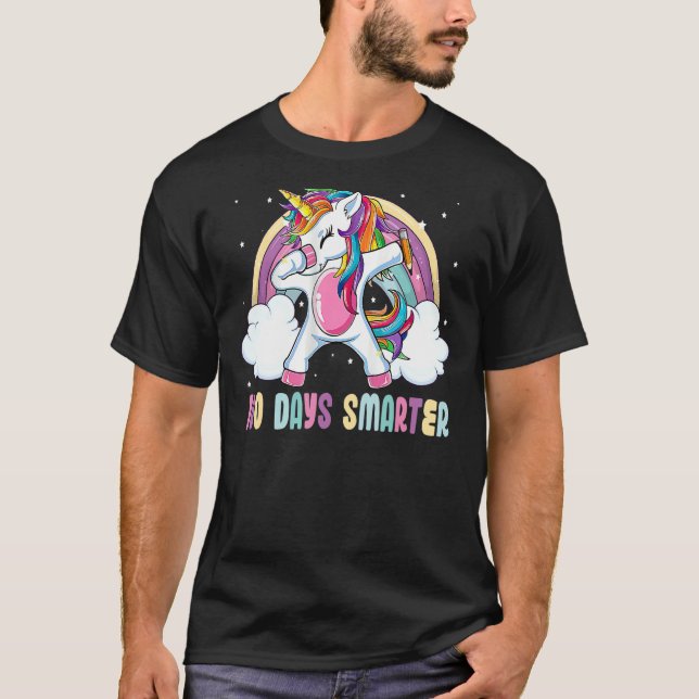 Camiseta 100 días más inteligentes, el arcoiris unicornio f (Anverso)