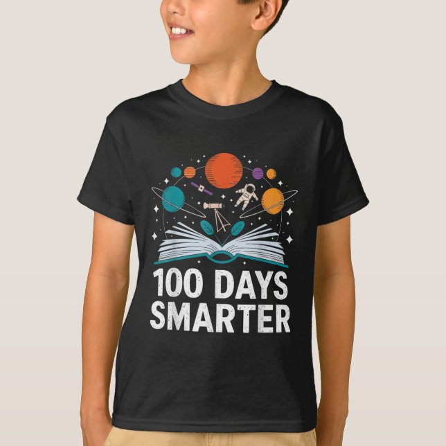 Camiseta 100 días más inteligentes espacio astronauta 100 d (Anverso)
