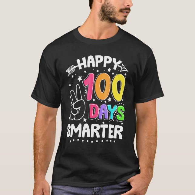 Camiseta 100 días más inteligentes, feliz 100 días de Rótul (Anverso)