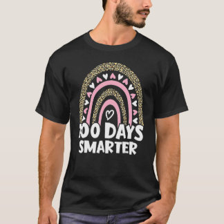 Camiseta 100 Días Más Inteligentes Leopardo Arcoiris Felice