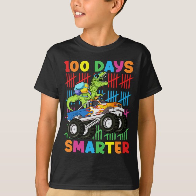 Camiseta 100 días más inteligentes niños monstruos de dinos (Anverso)